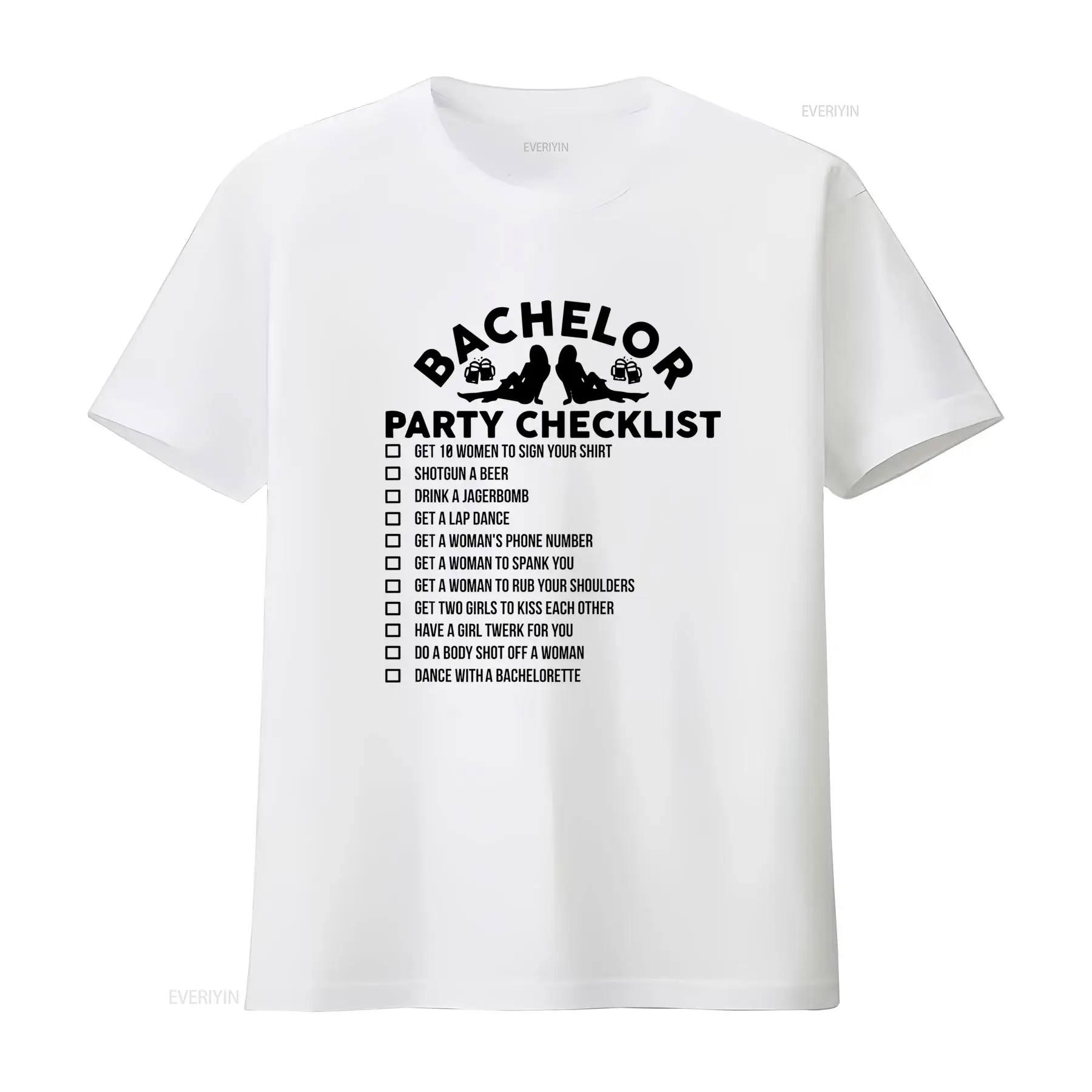Men'S Grooming Checklist - 재미있는 처녀 파티 체크리스트 티셔츠는 신랑이