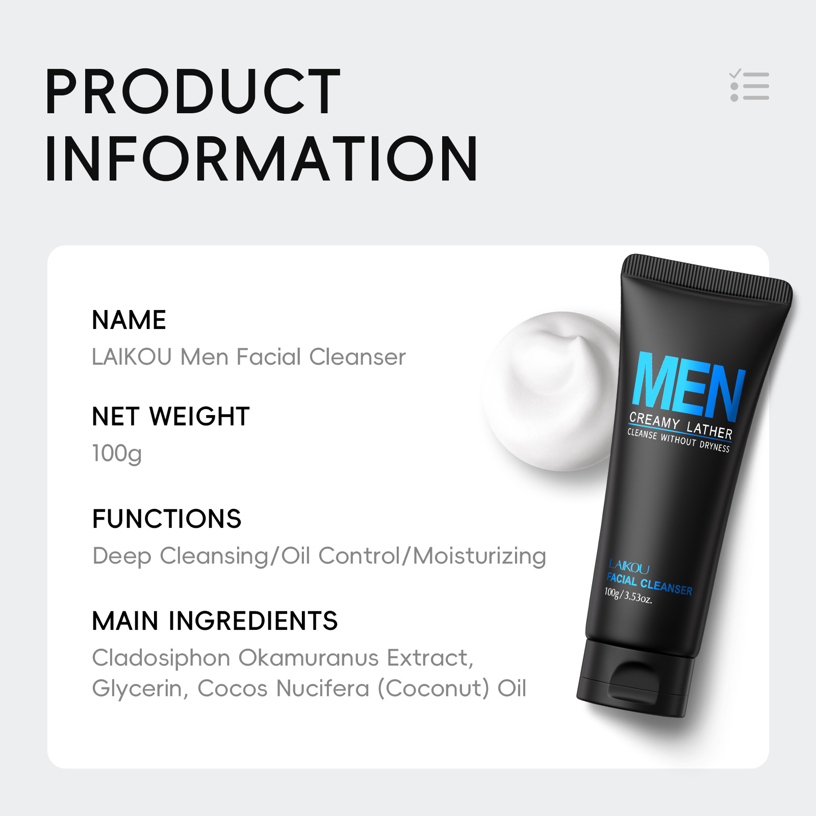 라이코우 남성용 페이스 워시 100g 딥 포어 클렌징  - Men'S Grooming Facial 리뷰 및 가격