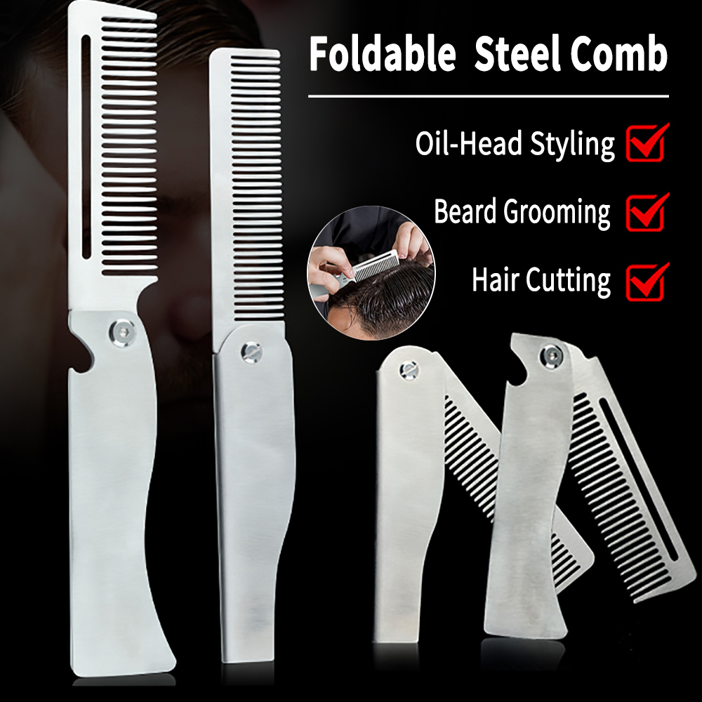새로운 타입 1/2개 휴대용 스틸 빗 접이식 포켓 수염 - Men'S Grooming Hair 리뷰 및 가격