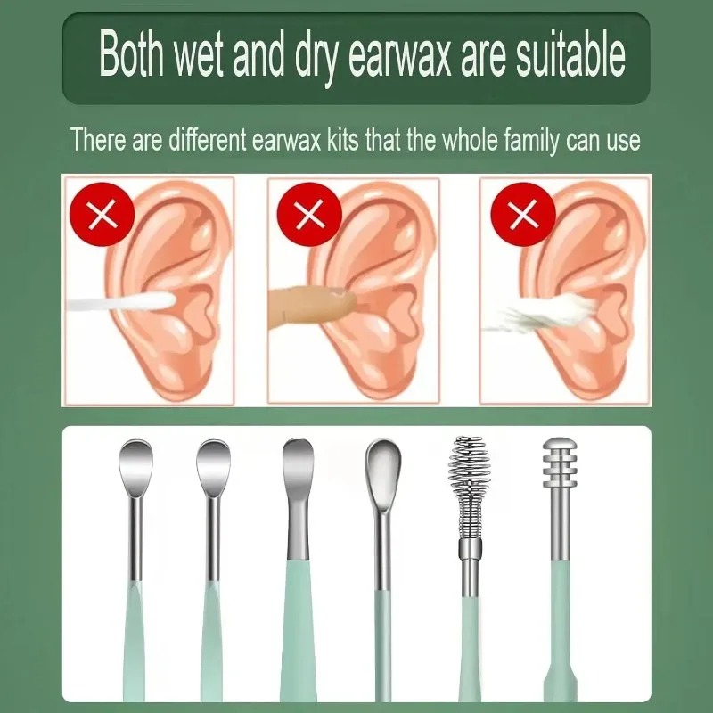 6개/세트 귀지 제거기 귀지 제거 스테인리스 스틸 귀지 - Ear Wax Remover 리뷰 및 가격