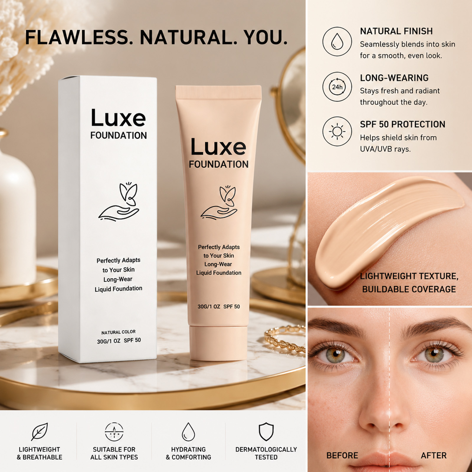 SPF 50+ 컬러 체인징 파운데이션 롱래스팅 내추럴  - Face Moisturizer Spf 리뷰 및 가격