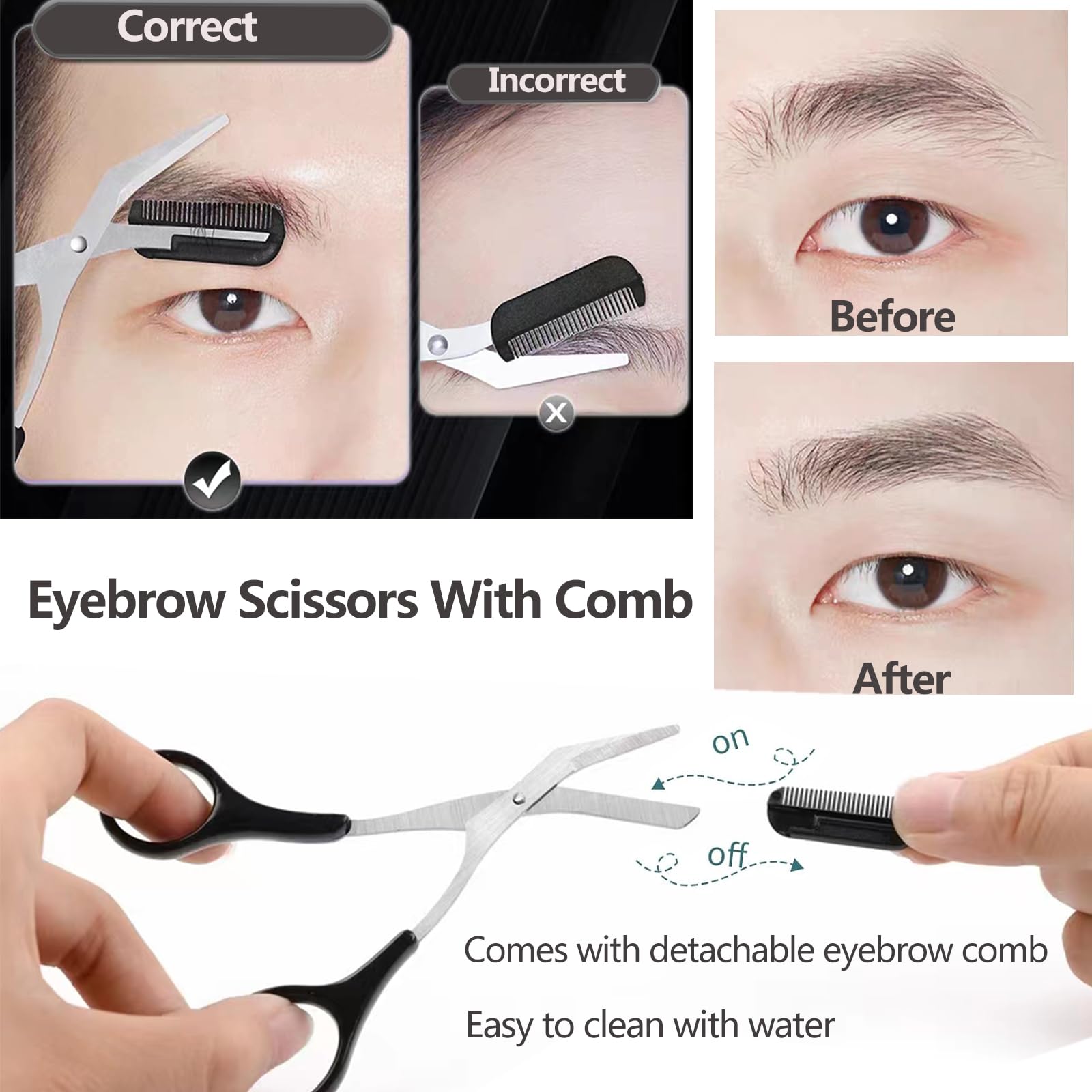 빗이 달린 눈썹 가위, 얼굴 털 정리용 소형 가위 (남 - Men'S Grooming Facial 리뷰 및 가격